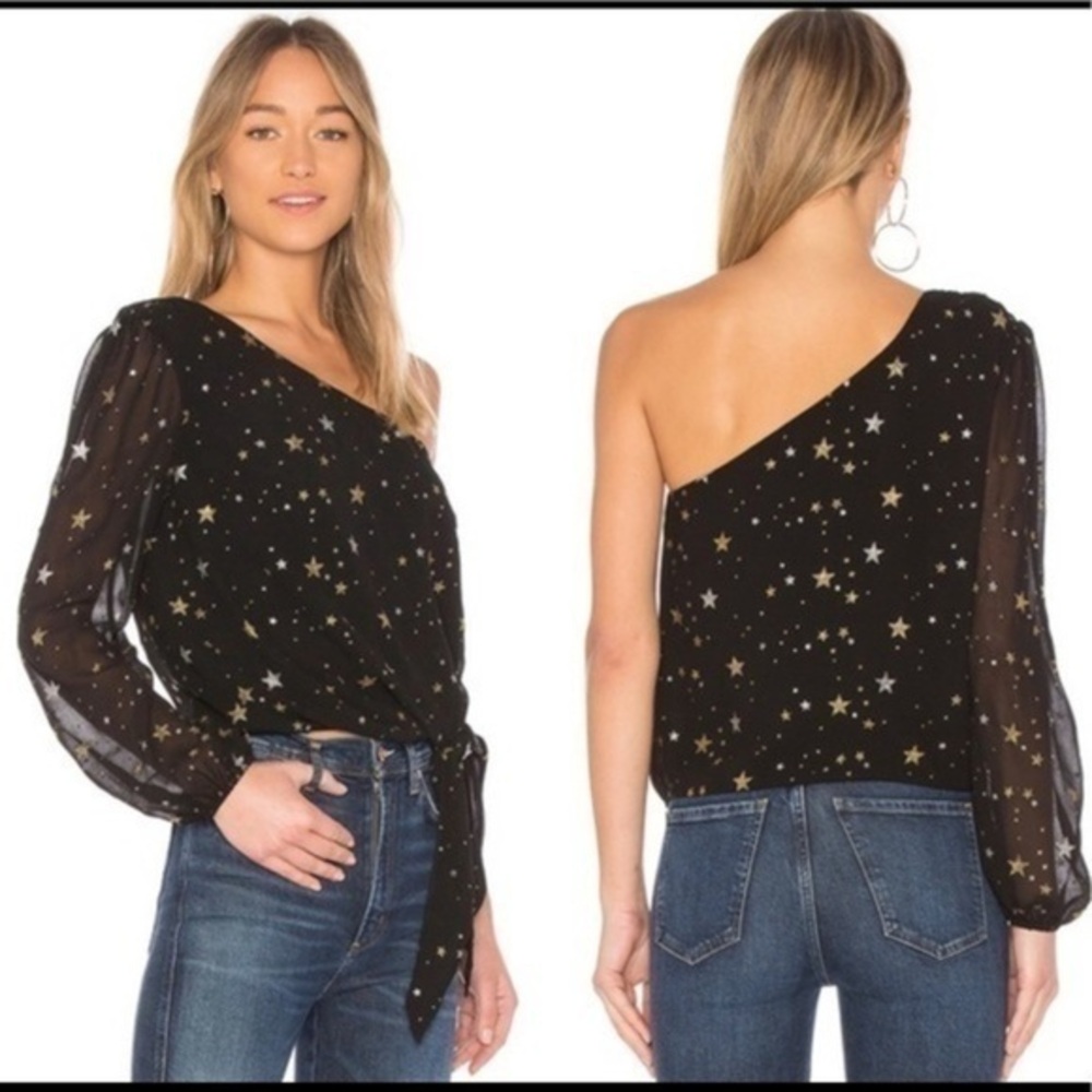 Lovers + Friends French Top Star One Shoulder top size small